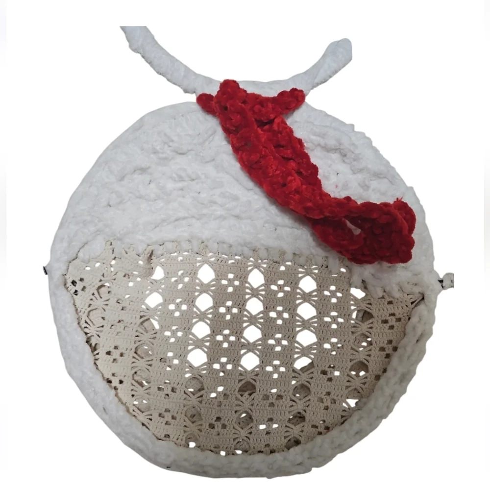 Hand Crafted Crochet Wire Frame Snowman Christmas Decor Handmade Holiday Wreath